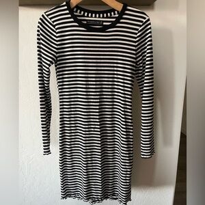 Abercrombie & Fitch Striped Long Sleeve Shirt Dress with lettuce hem, size S•••